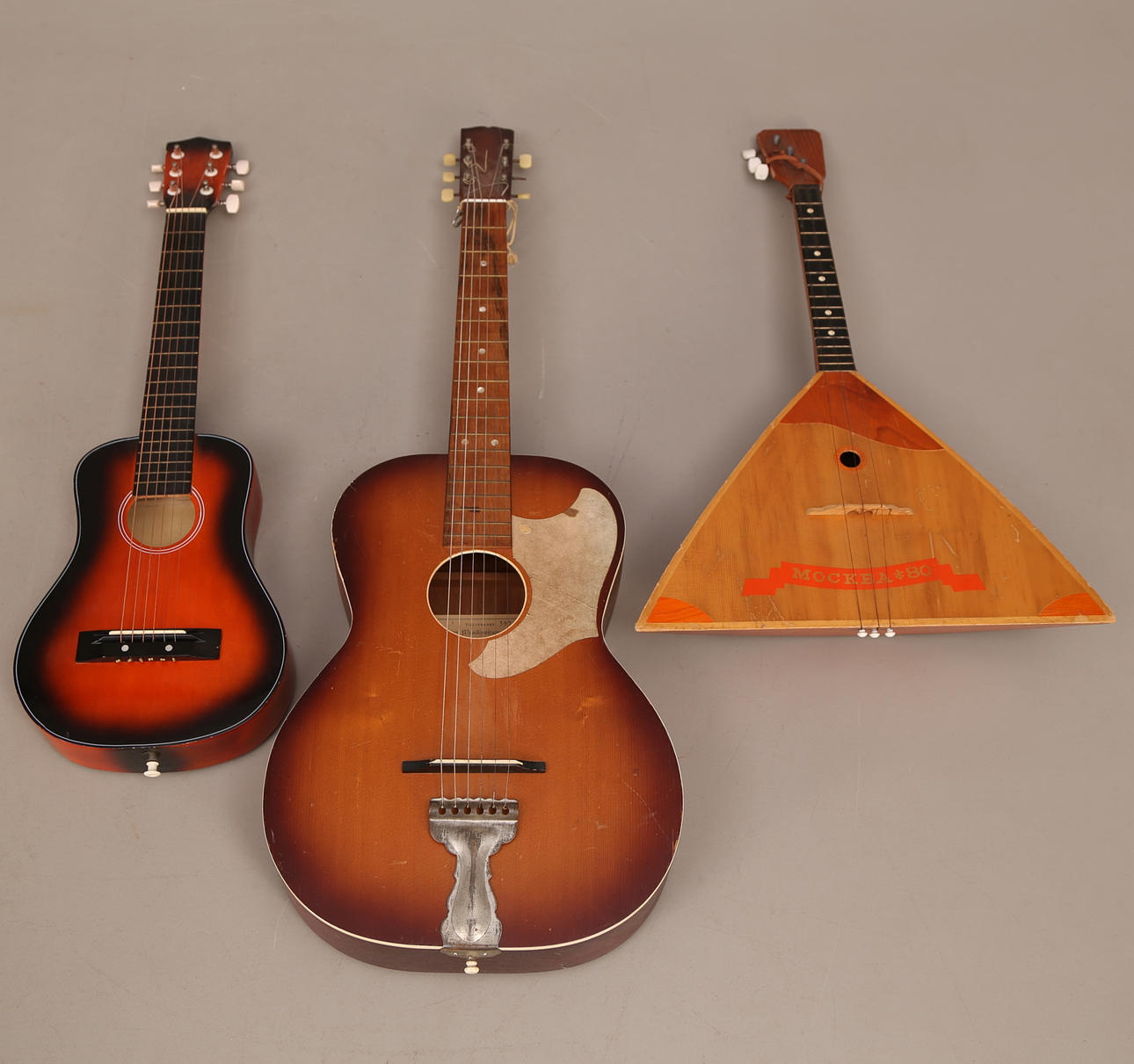 GUITARS, 2 pcs, 1900s + BALALAJKA, 1 pc, 1980.