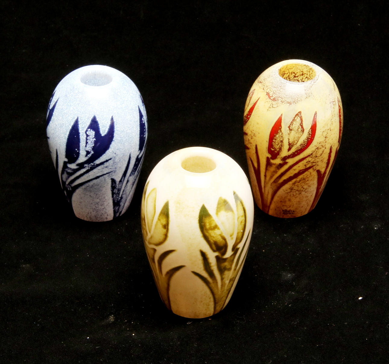 LJUSSTAKAR, 3 st, glas, Olle Brozén, Kosta Boda.