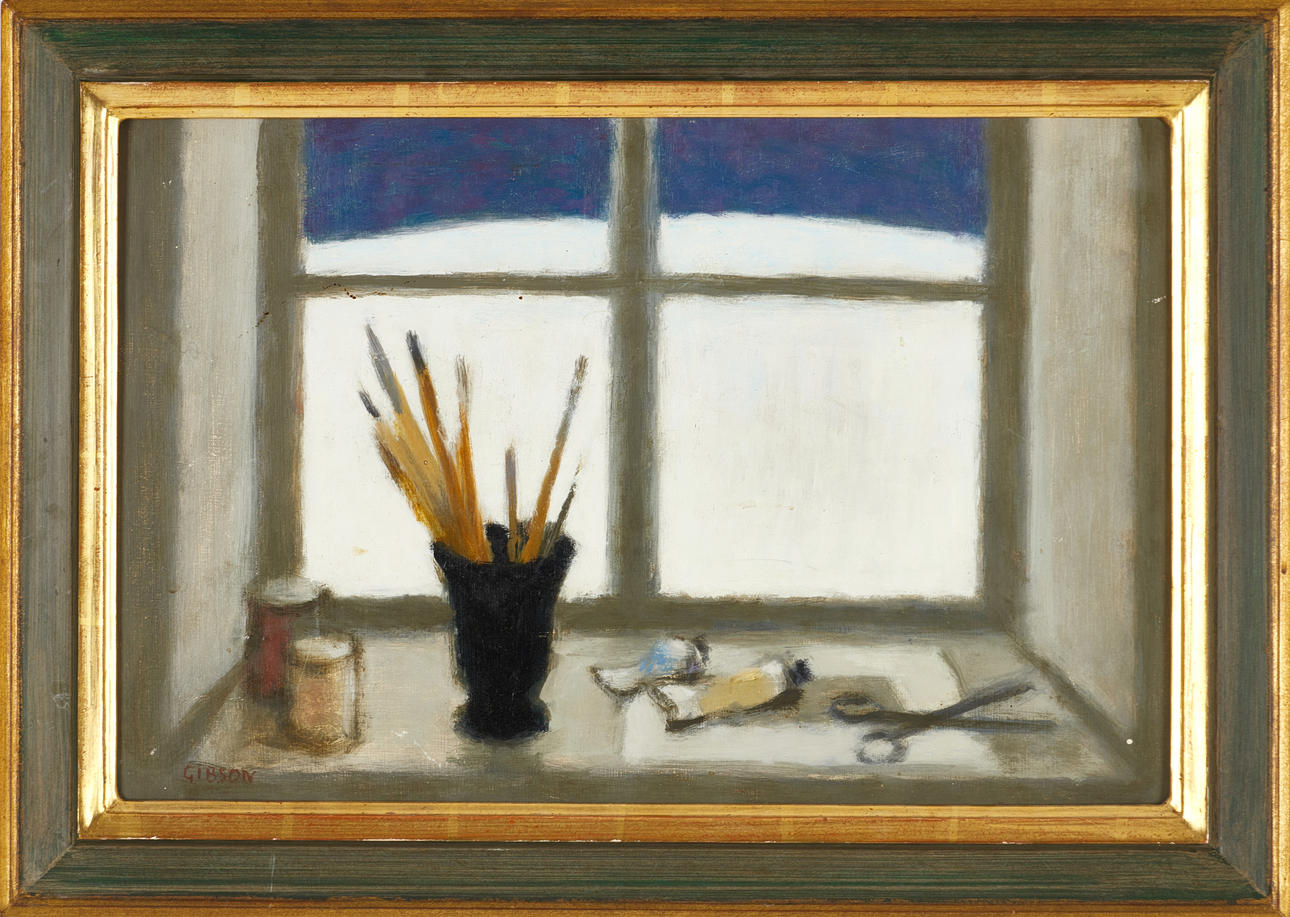 WILLIAM GIBSON (Sverige, 1909-1988), Stilleben med målarpenslar, signerad, olja på pannå