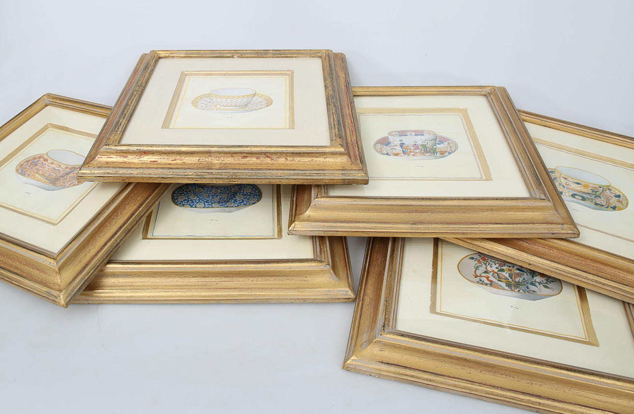 TAVLOR. Tryck, Kaffekoppar, 6 styck, 1900-talets andra hälft.