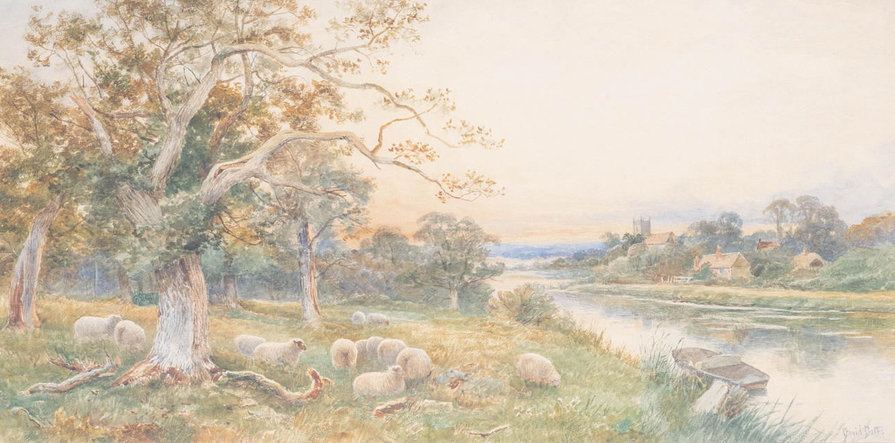 DAVID BATES (1840-1921). THE AVON NEAR KENILWORTH, WATERCOLOUR ON PAPER.
