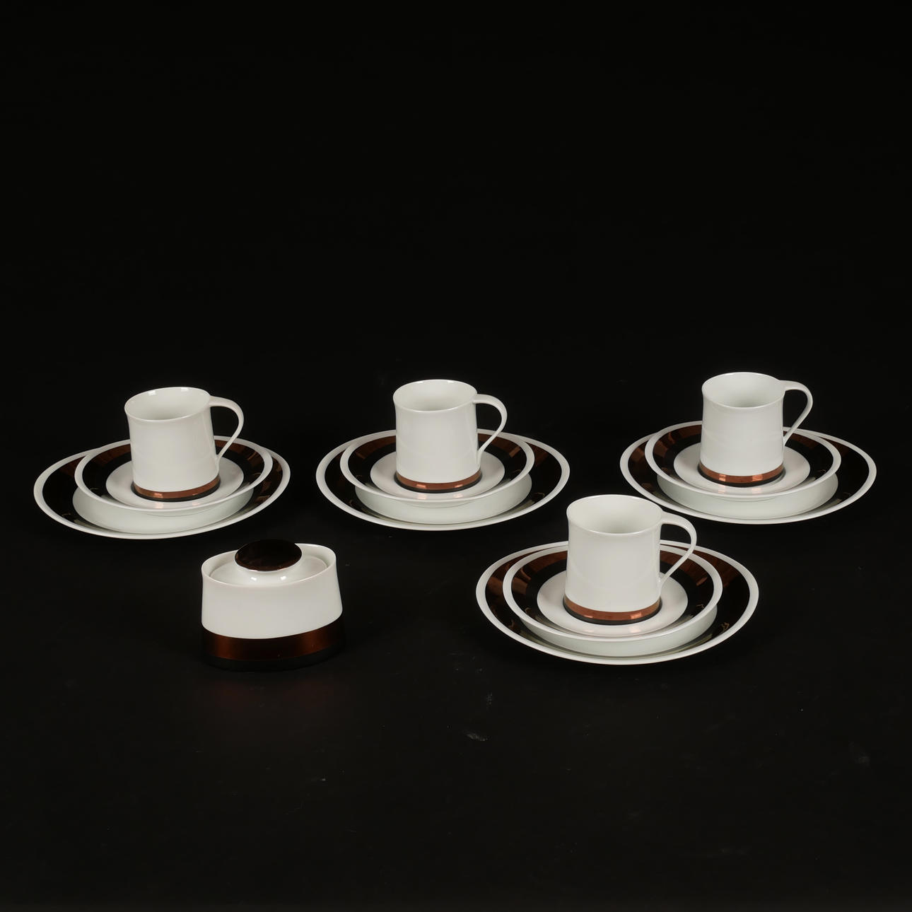 KAFFESERVIS, 9 delar, porslin, Bidosa, Spanien.