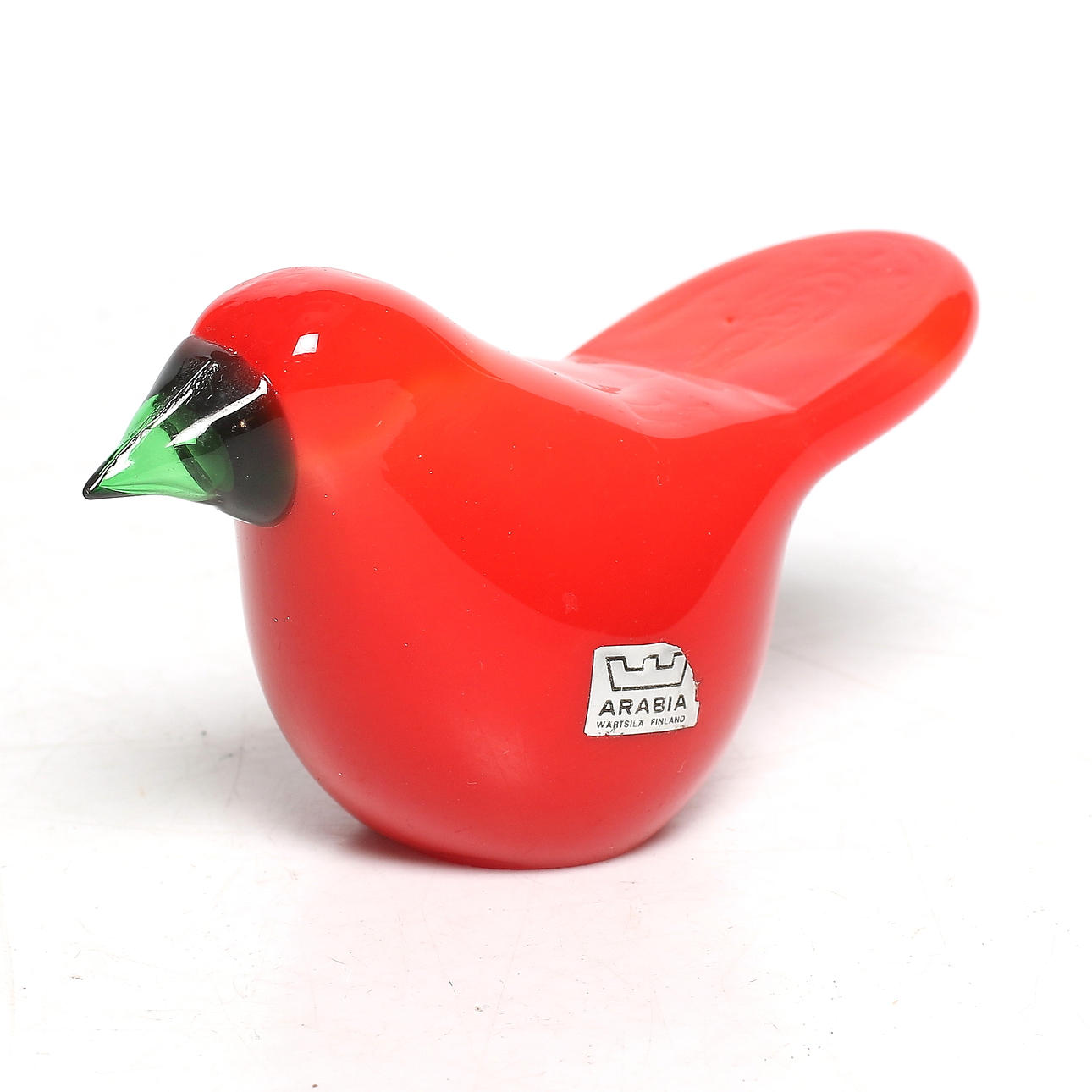 OIVA TOIKKA. Figurin, glas, fågel, signerad, Nuutajärvi, Notsjö, Finland. 1900-tal.