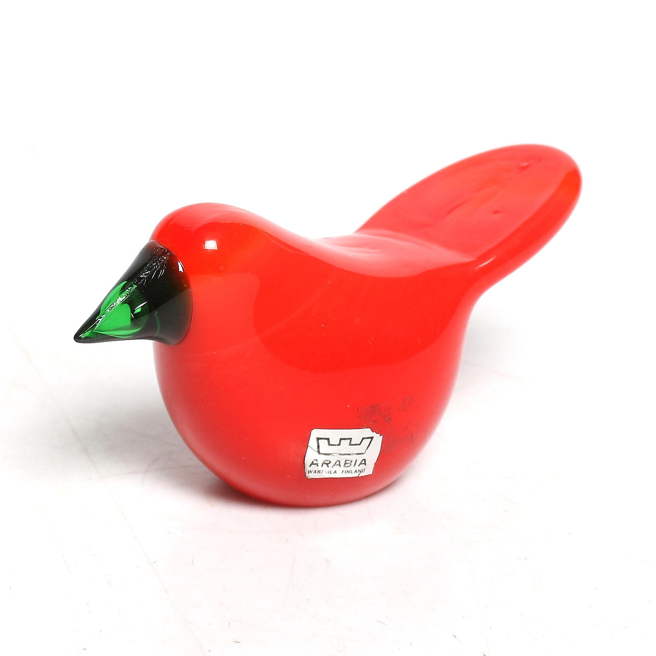 OIVA TOIKKA. Figurin, glas, fågel, signerad, Nuutajärvi, Notsjö, Finland. 1900-tal.