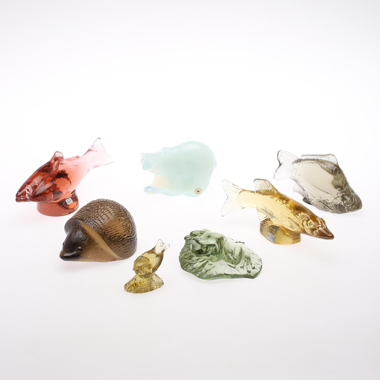 PARTI GLASFIGURINER, 7 delar, Paul Hoff för WWF, Kosta, Rejmyre.