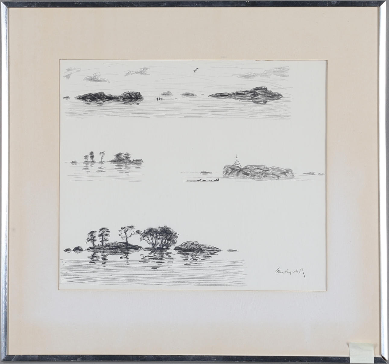 STEN REGNELL. tegning, signeret.