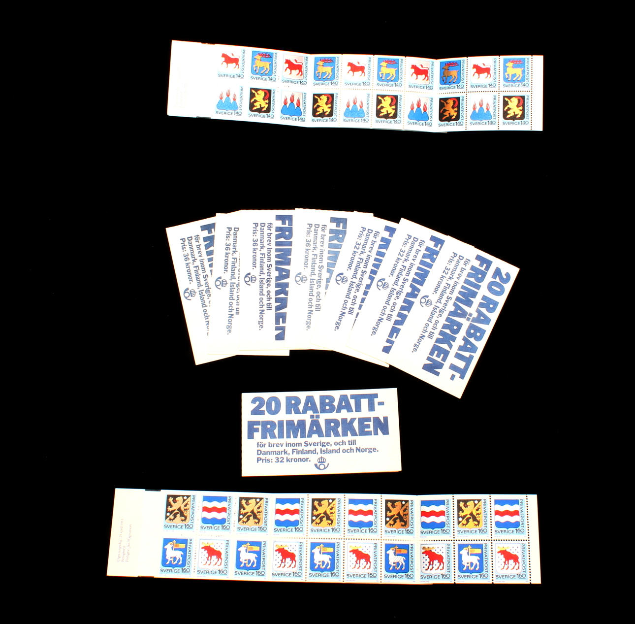 FRIMÄRKEN RABATT, postfriska, häften 10 st, 1980-tal.