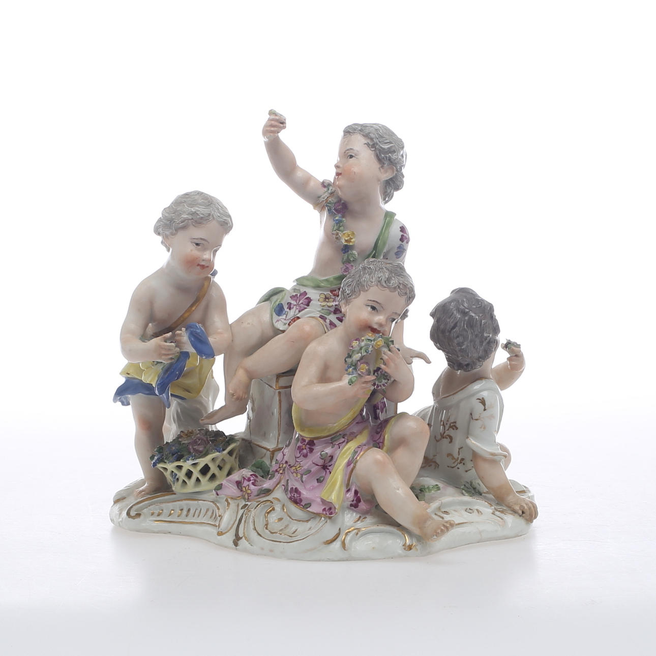 FIGURGRUPP, porslin, meissenliknande märkning, 18/1900-tal.