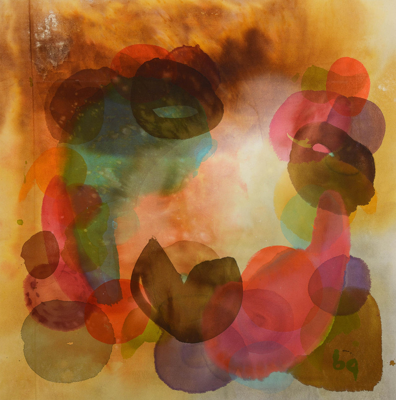 BIRGITTA GLENMARK. Composition, acrylic on canvas, monogram signed.