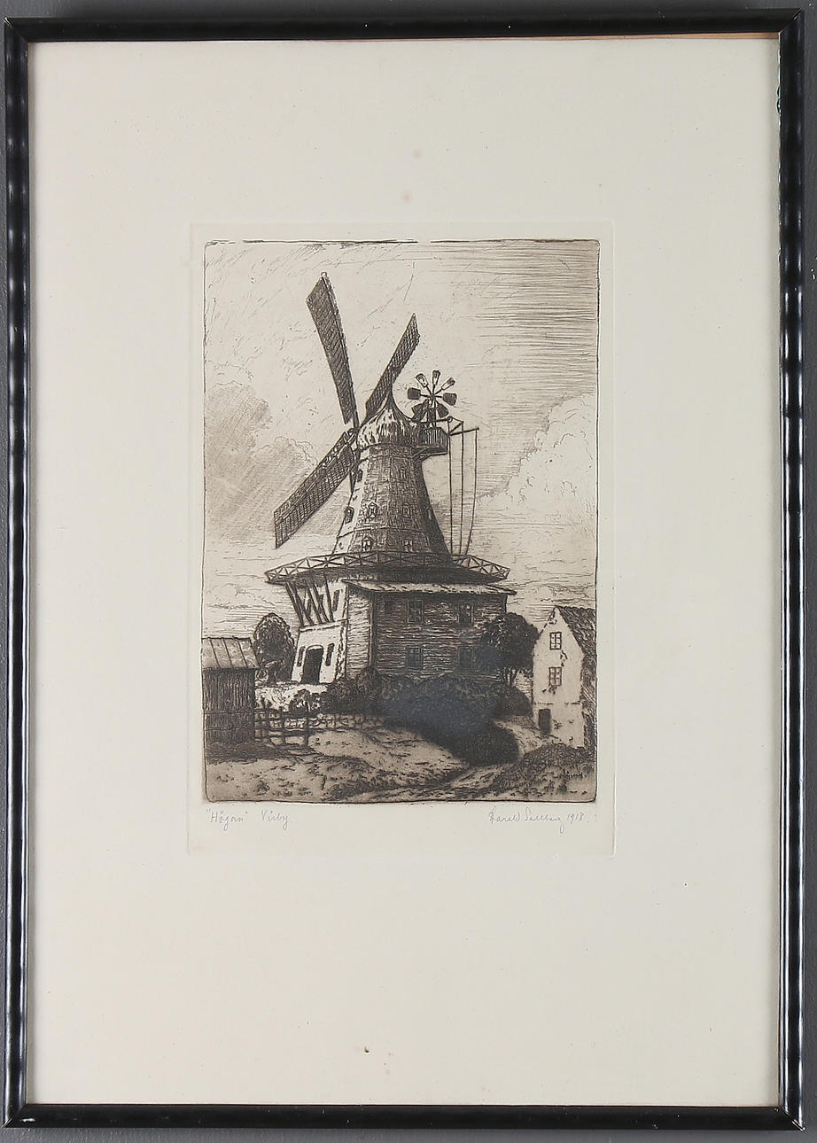 HARALD SALLBERG. "Högan, Visby", etsning, signerad och daterad 1918.