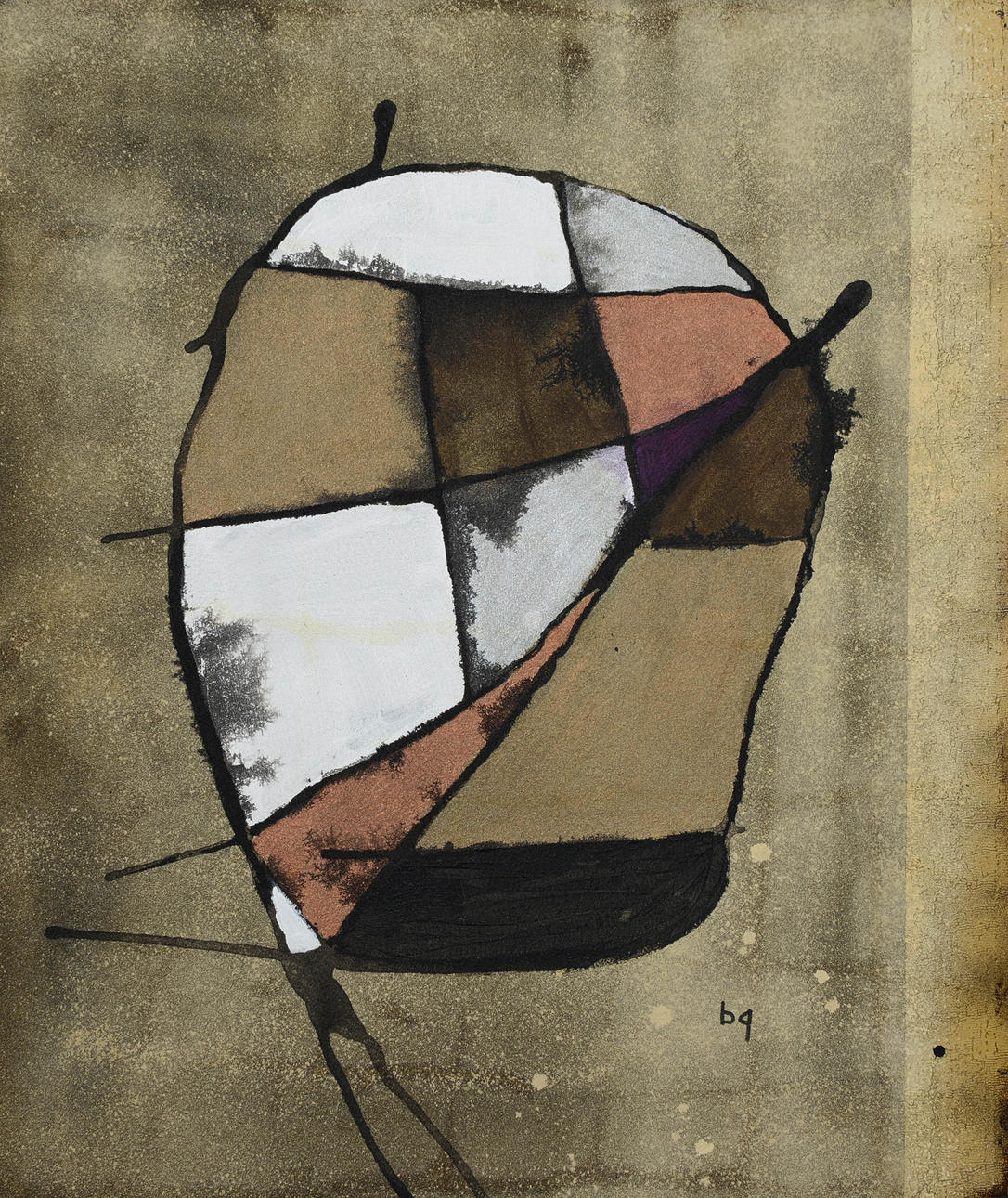 BIRGITTA GLENMARK. Composition, acrylic on tar paper, monogram signed.