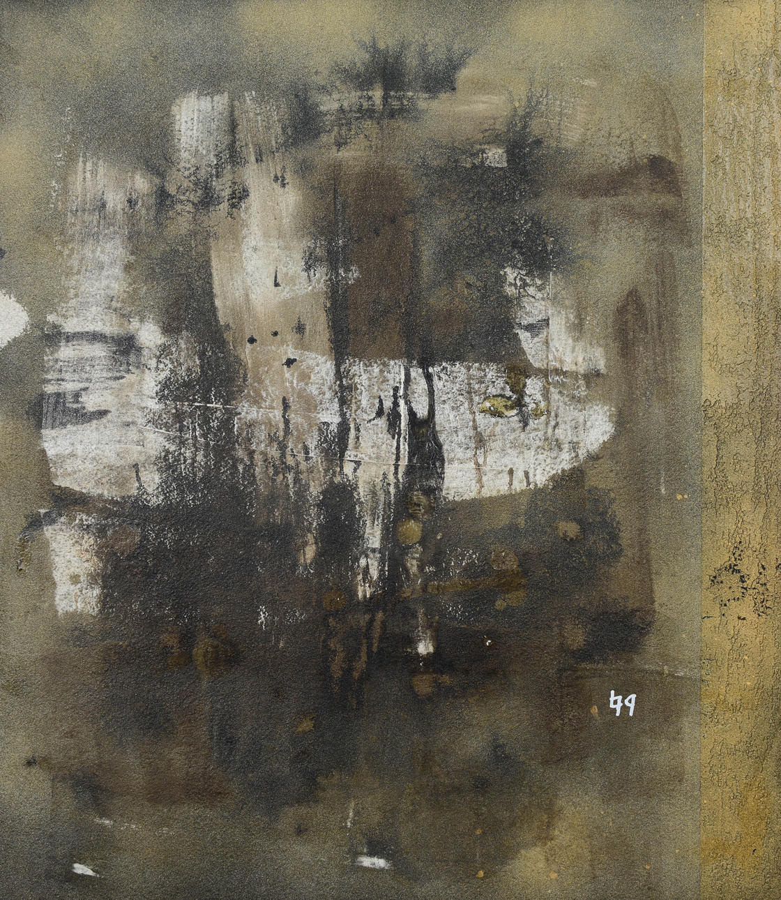 BIRGITTA GLENMARK. Composition, acrylic on tar paper, monogram signed.