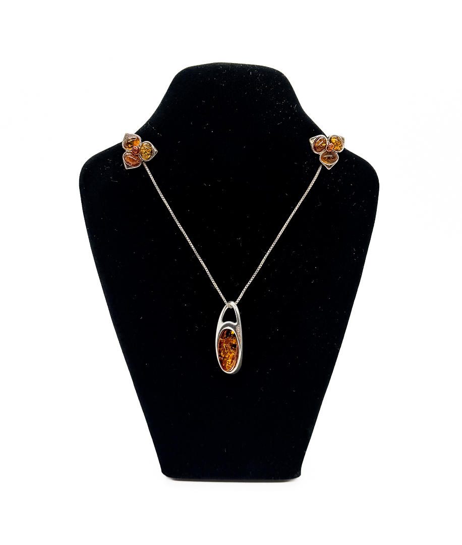 COLLIER & ÖRHÄNGEN, Sterling, bärnsten.