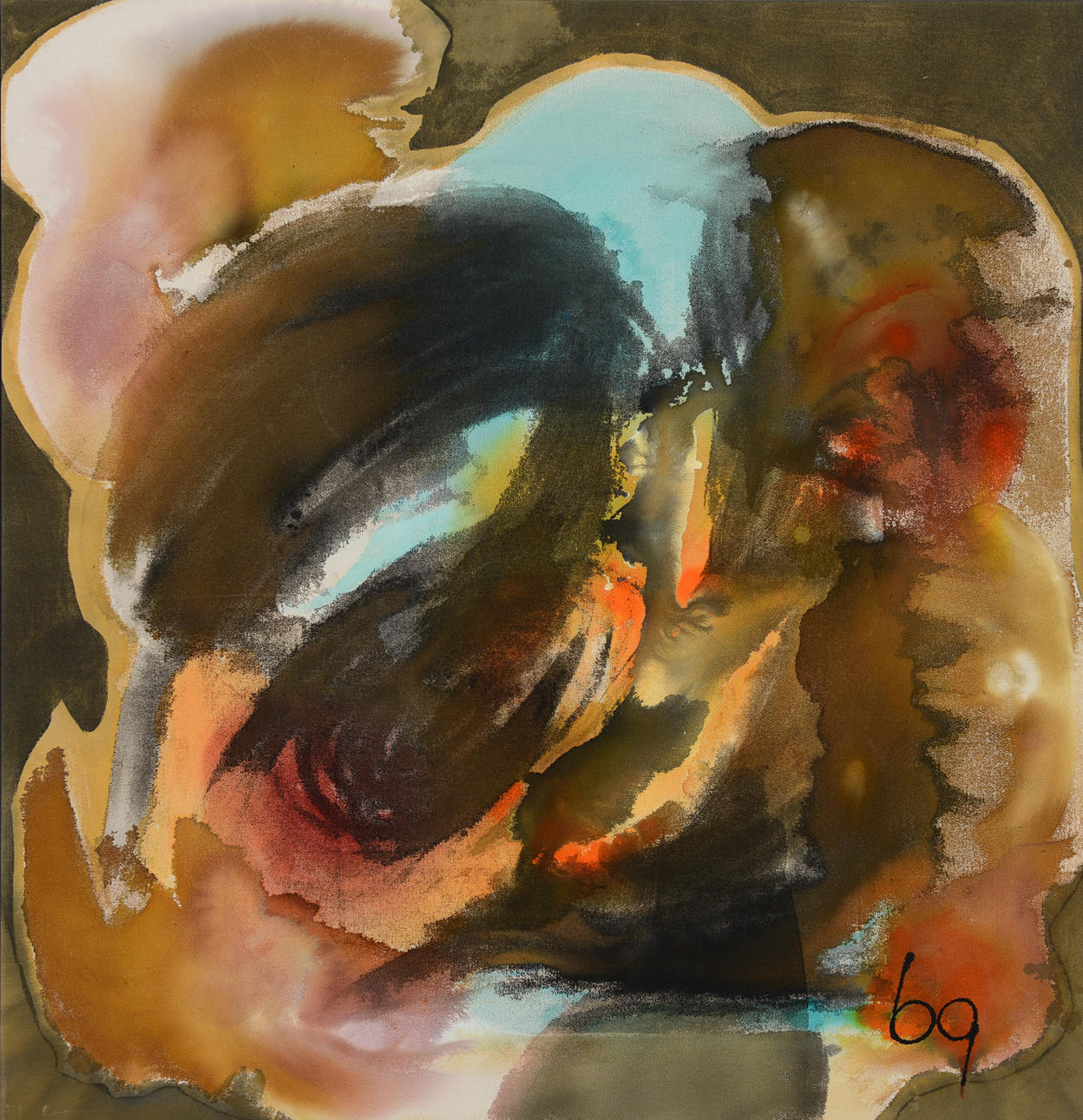 BIRGITTA GLENMARK. Composition, "Chaos", acrylic on canvas, monogram signed.