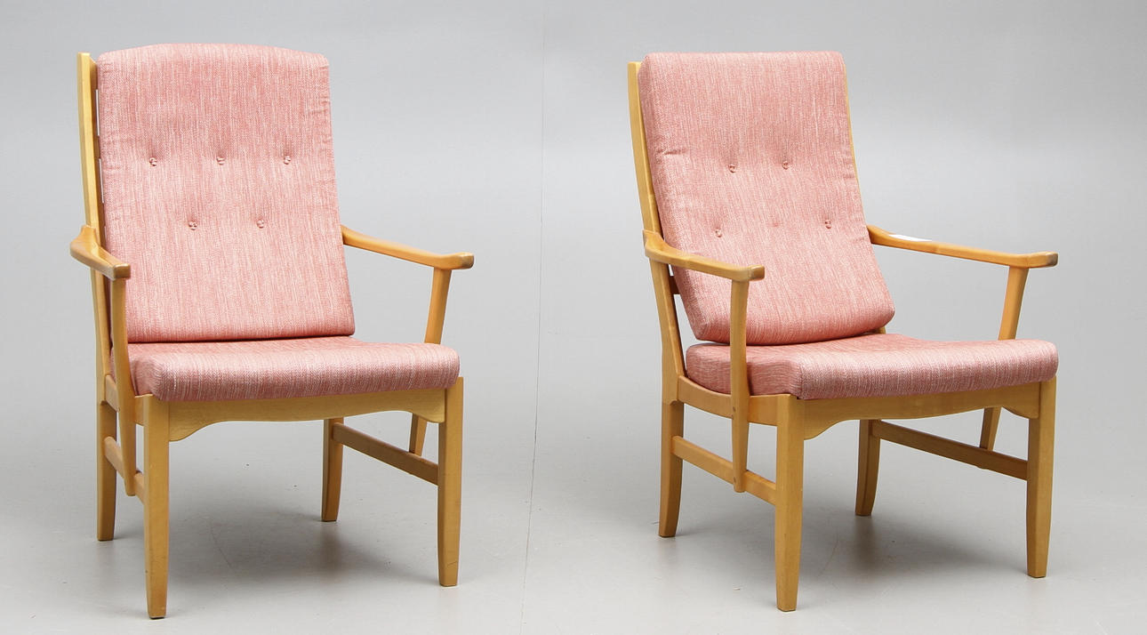 FÅTÖLJER, ett par, "Ulfåsa", Carl Malmsten för AB O.H Sjögren.