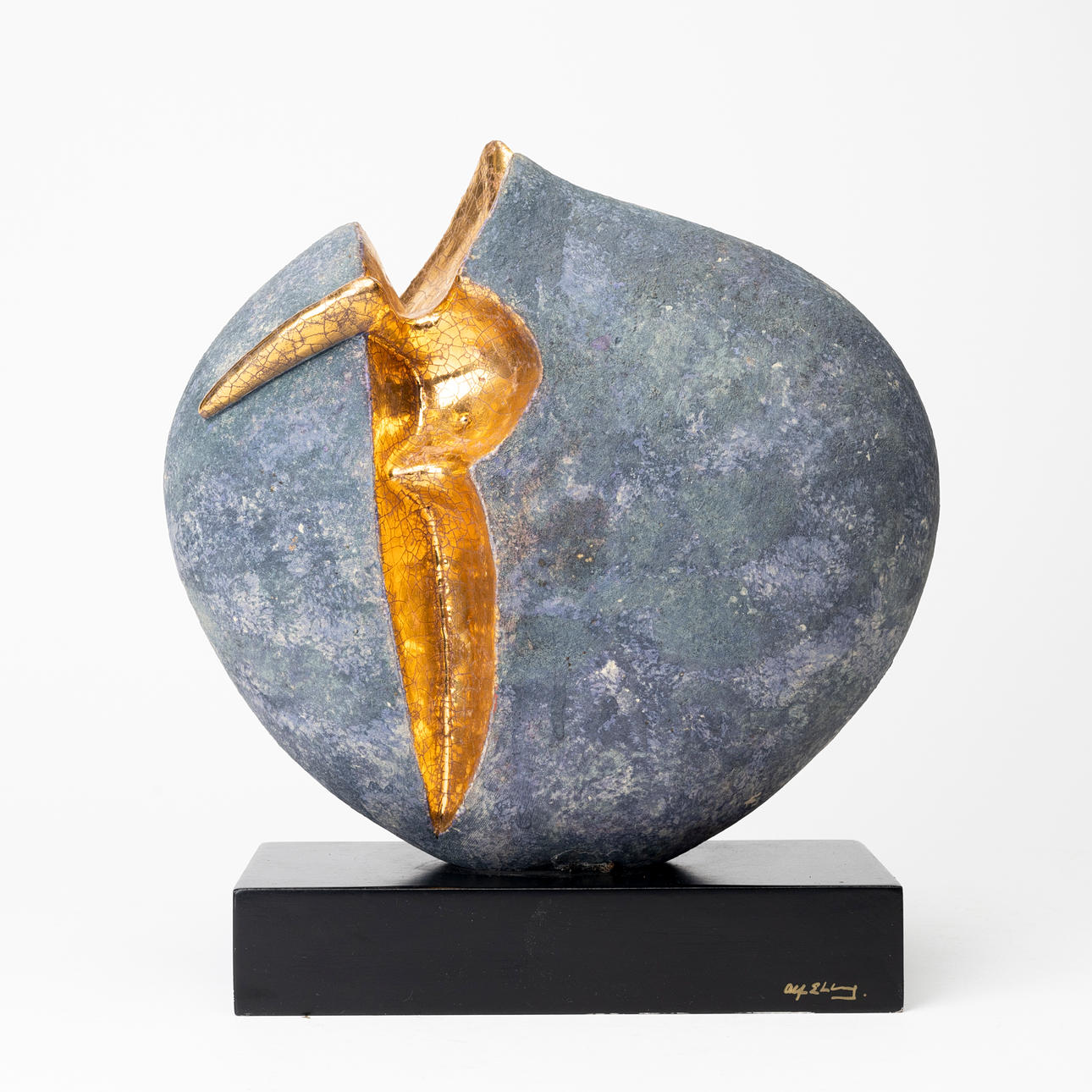 ALF EKBERG. skulptur, stengods monterad på träsockel, signerad