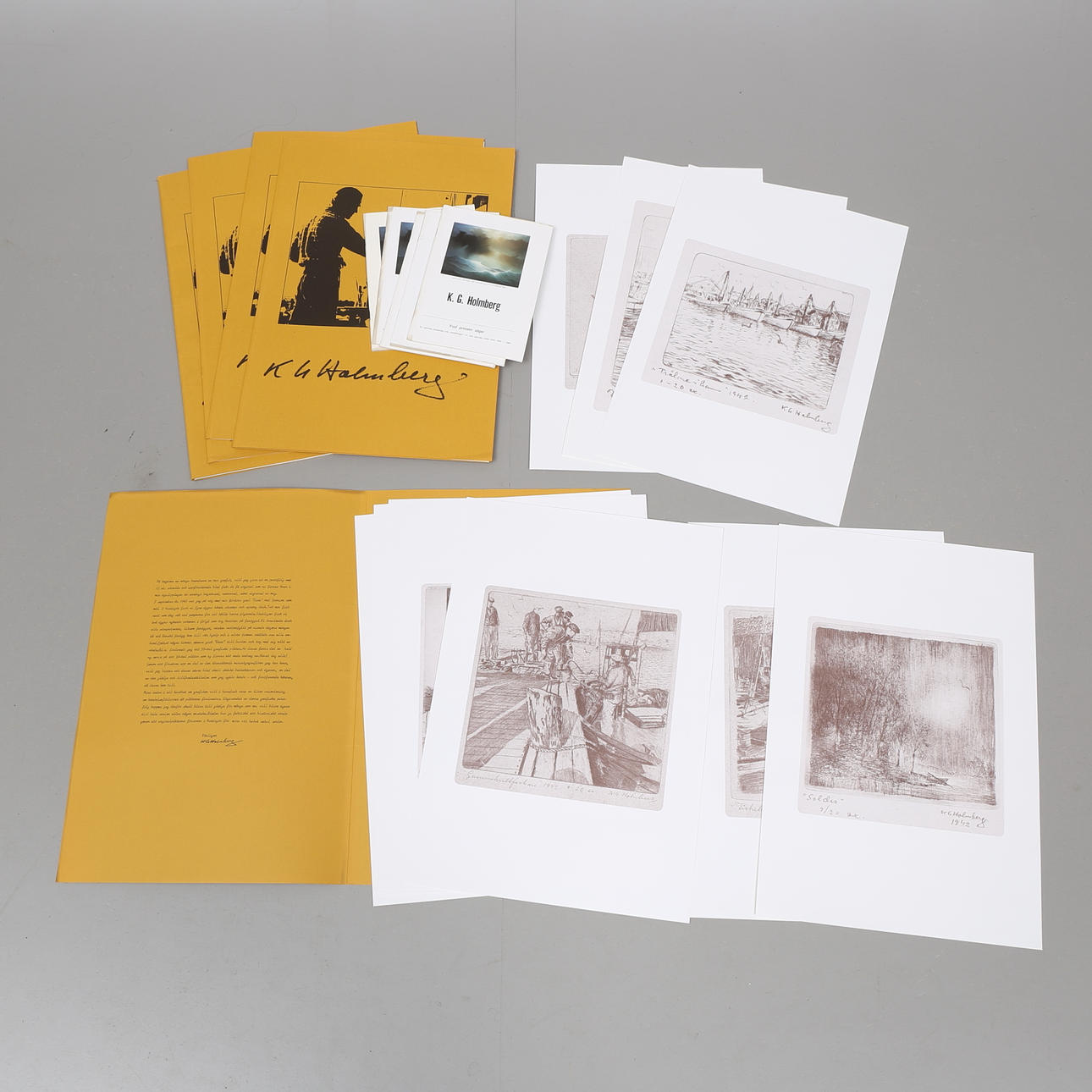 533784. KARL GUSTAV HOLMBERG. Grafiska blad, 5 x 12 st, i mappar.