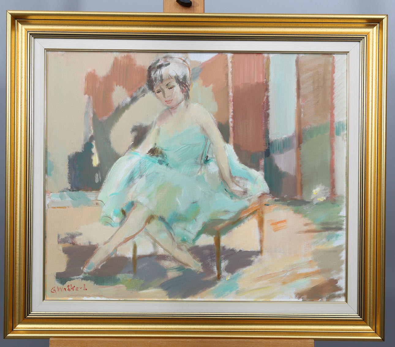 GERTRUD WRÅKE LINDQVIST. Olja på duk, Ballerina, signerad G Wråke L.