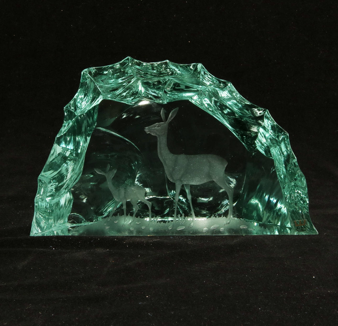 SKULPTUR, glasblock, Rådjur, Vicke Lindstrand, Kosta.