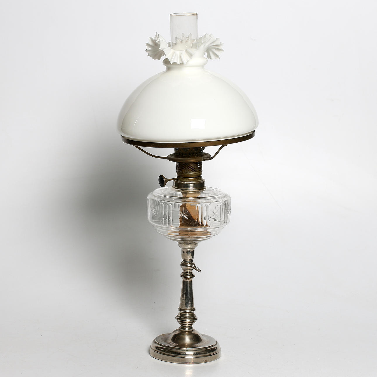 BORDSFOTOGENLAMPA, glas/mässing, höj och sänkbar, 18/1900-tal.