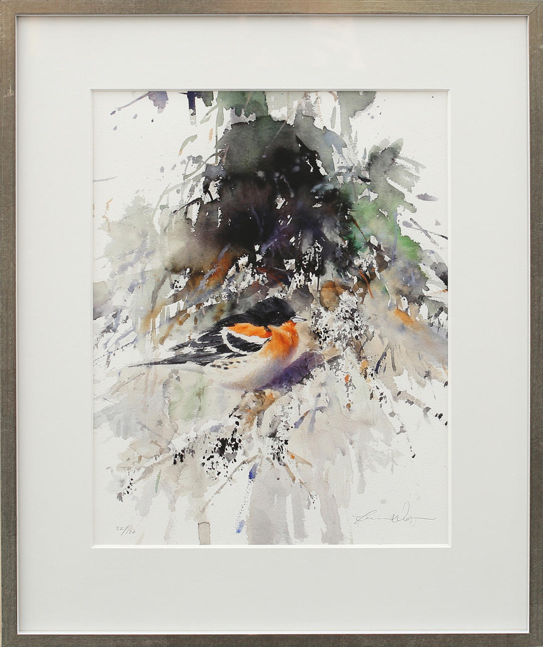 JONAS NILSSON. Rödhake, gicléetryck nr 22/120, signerad.