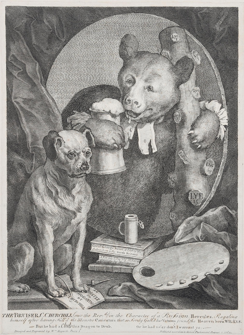 WILLIAM HOGARTH. 'The Bruiser C. Churchill', 1763, kopparstick.