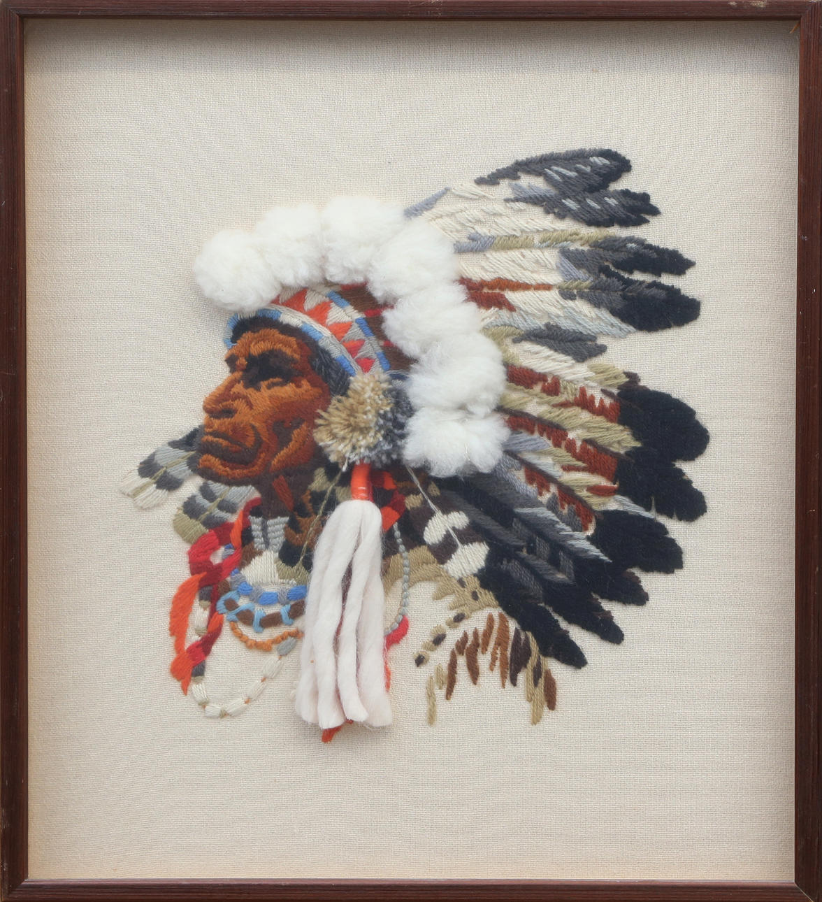 INDIANTAVLA, textilt arbete.