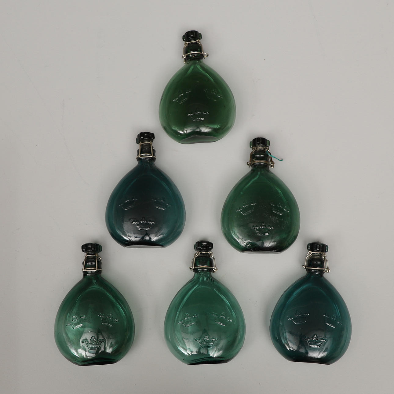 FIELD FLASKS, 6 pcs, Swedish, 19th/20th century.