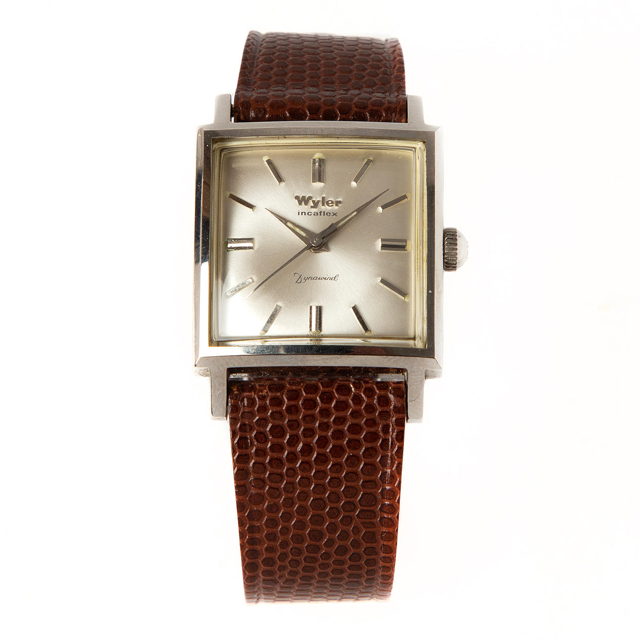WYLER, Incaflex Dynawind, armbandsur, 29 x 28 mm, stål, 1960-tal.