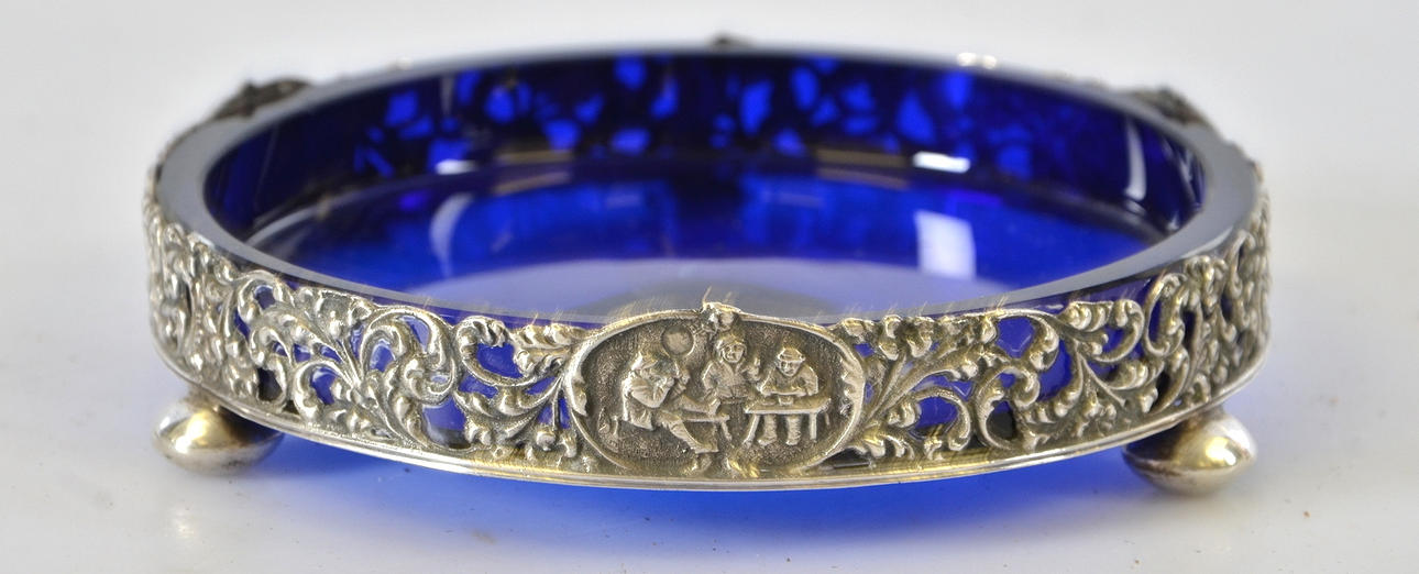 ASKFAT, silver med glasinsats, Holland, 1900-tal.