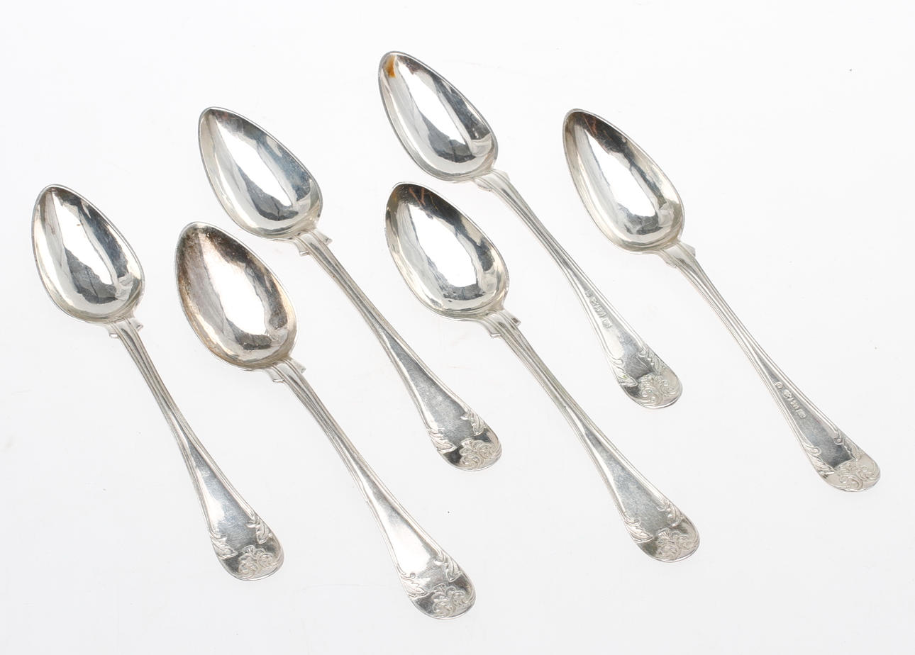 TESKEDAR, 4+2 st, silver, "Gammal Svensk" Christoffer Ekbäck samt Peter Holmberg, Örebro, 1800-tal, vikt ca 83,2 gram.