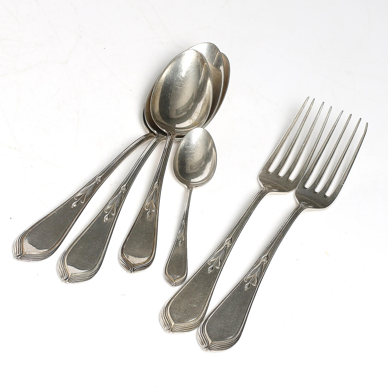 BESTCK, 6 delar, silver, Anders Urban Wahlberg, Gävle. 1908. Vikt 264 gram.