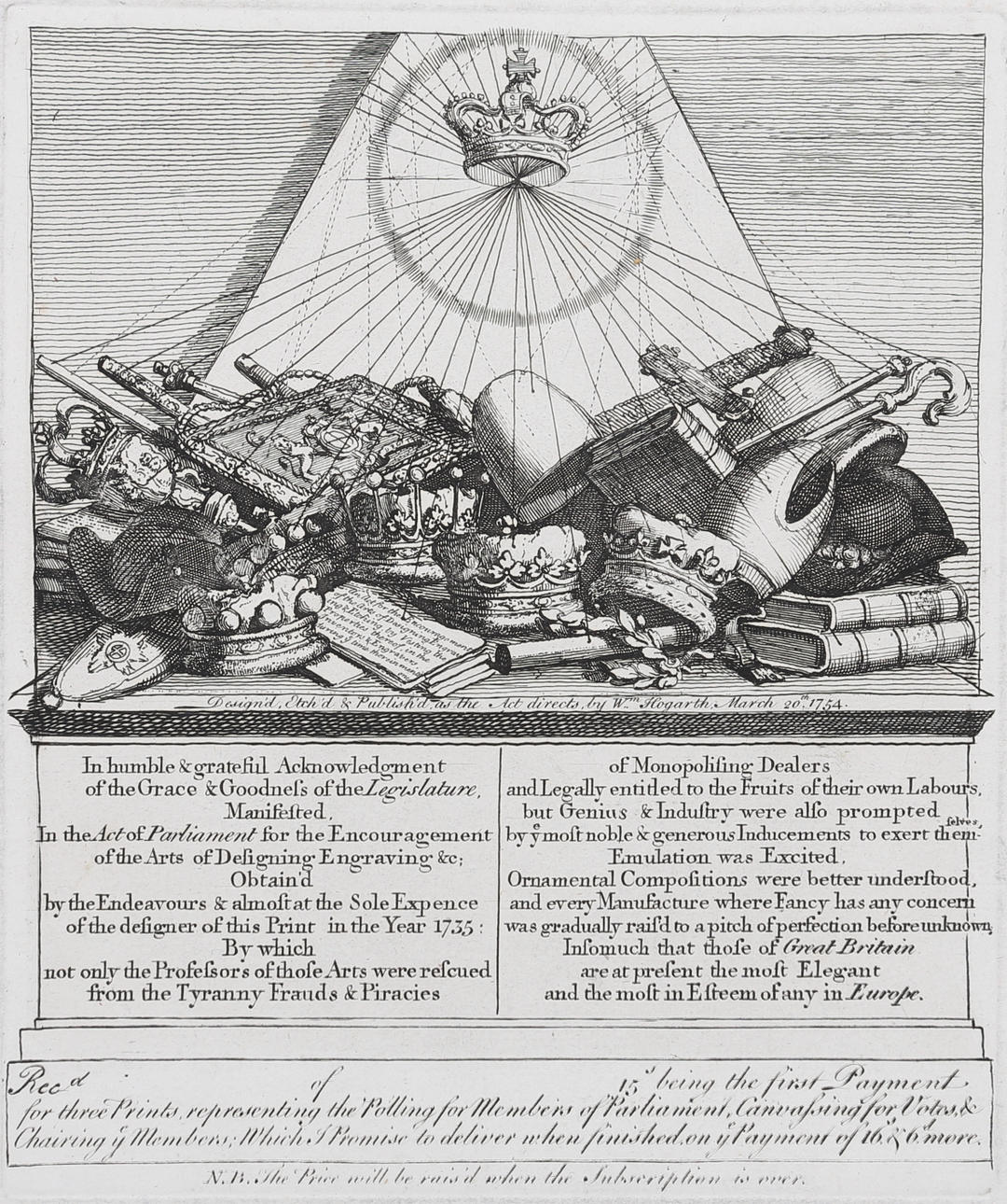 WILLIAM HOGARTH. 'The Emblem of the 1735', kopparstick, 1754.
