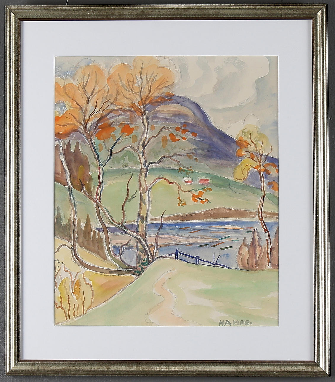 HAMPE SVANBERG. "Rånäsberget, Indalsälven", akvarell, signad.