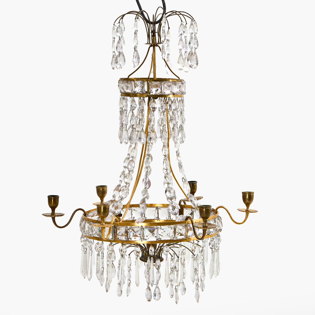CHANDELIER, late Gustavian style, with prisms.