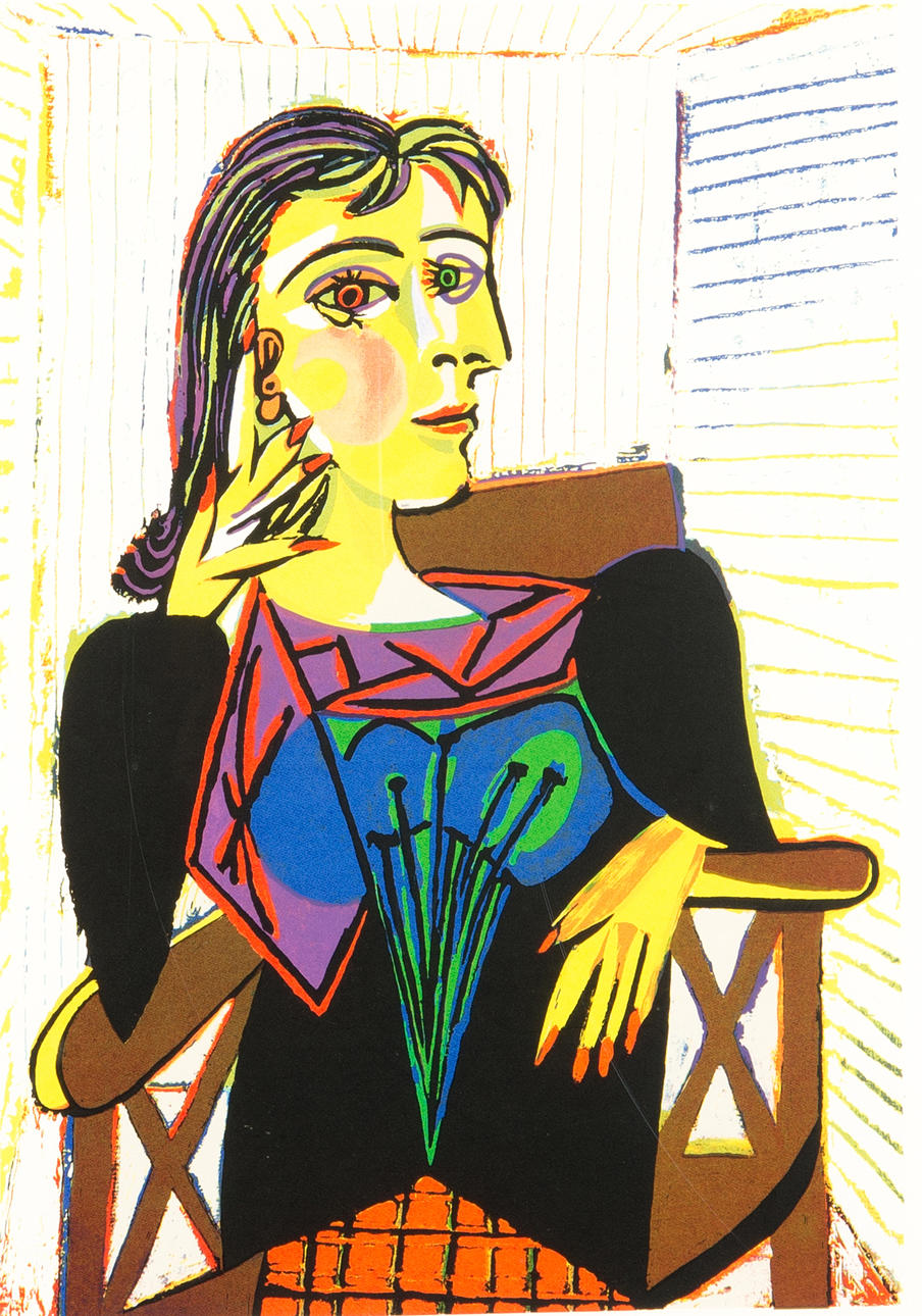 PABLO PICASSO. EFTER. "Dora Maar", fotografiskt litografi, signerad i trycket.
