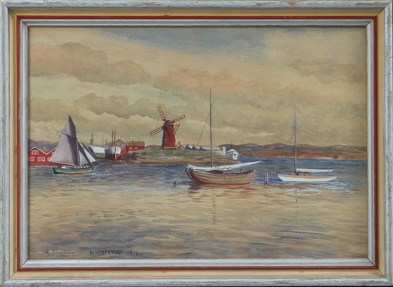 GEORG STOOPENDAAL. Marstrand, akvarell, sign och dat 1918.