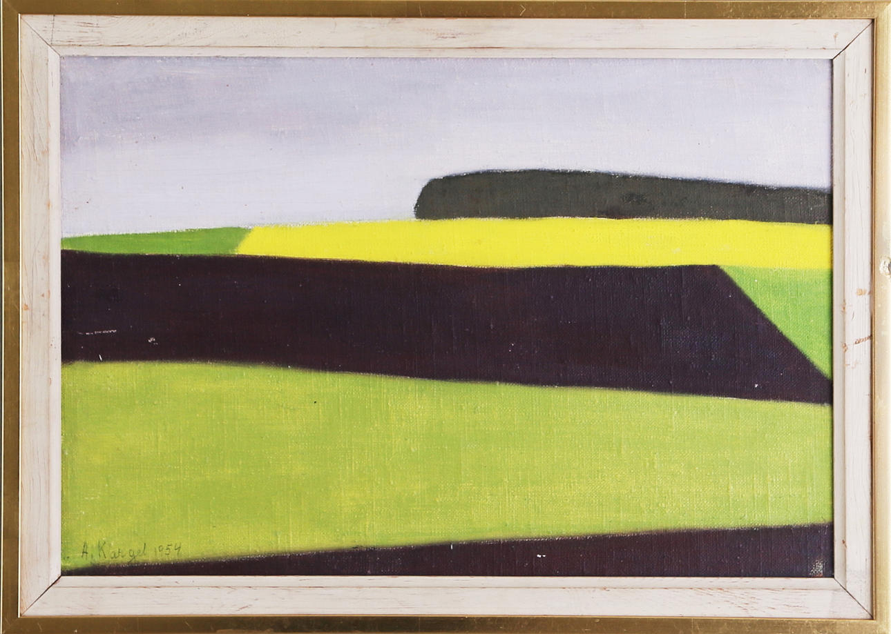 AXEL KARGEL. Landskap, olja på pannå, signerad, 1954.