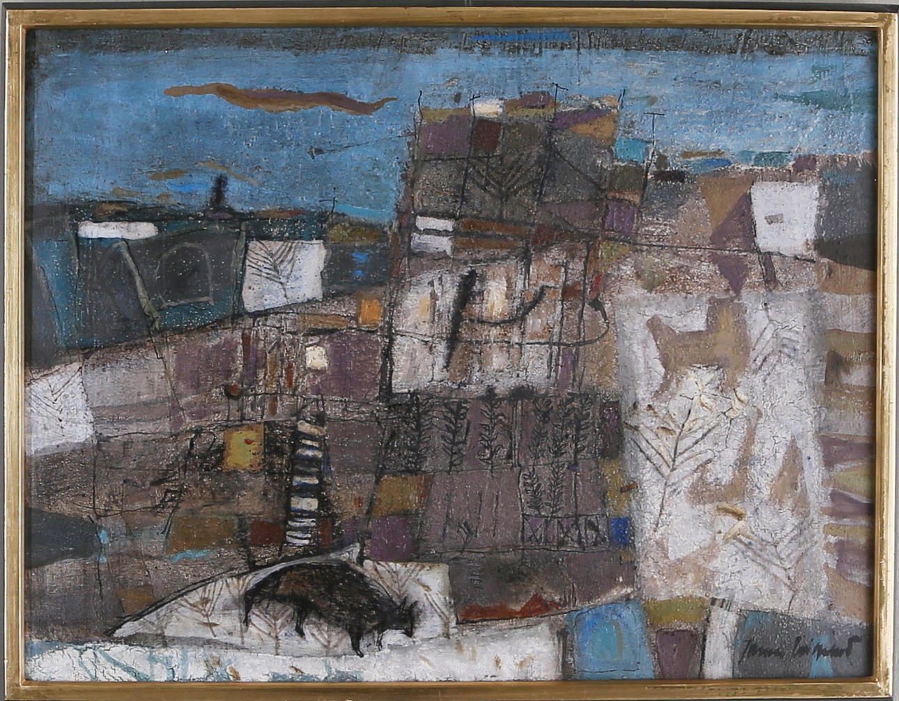 JAMES COIGNARD. "La bête au taillis", olja på duk, signerad.