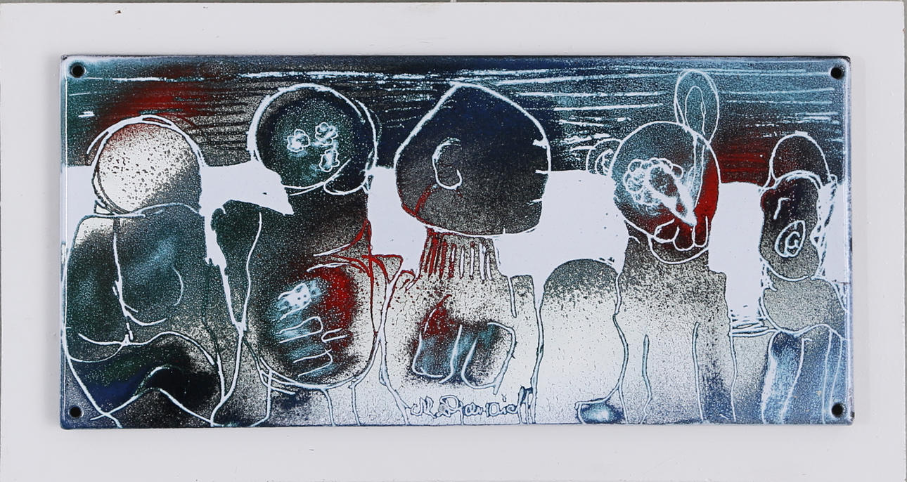 MICHEL DJANAIEFF. Figurer, emalj på plåt, signerad.