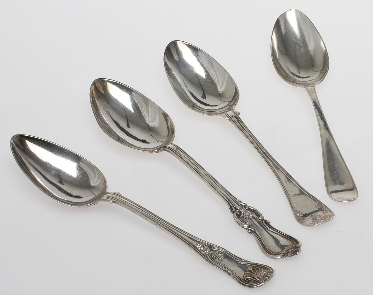 BORDSSKEDAR, 4 st, silver, 1800-tal.