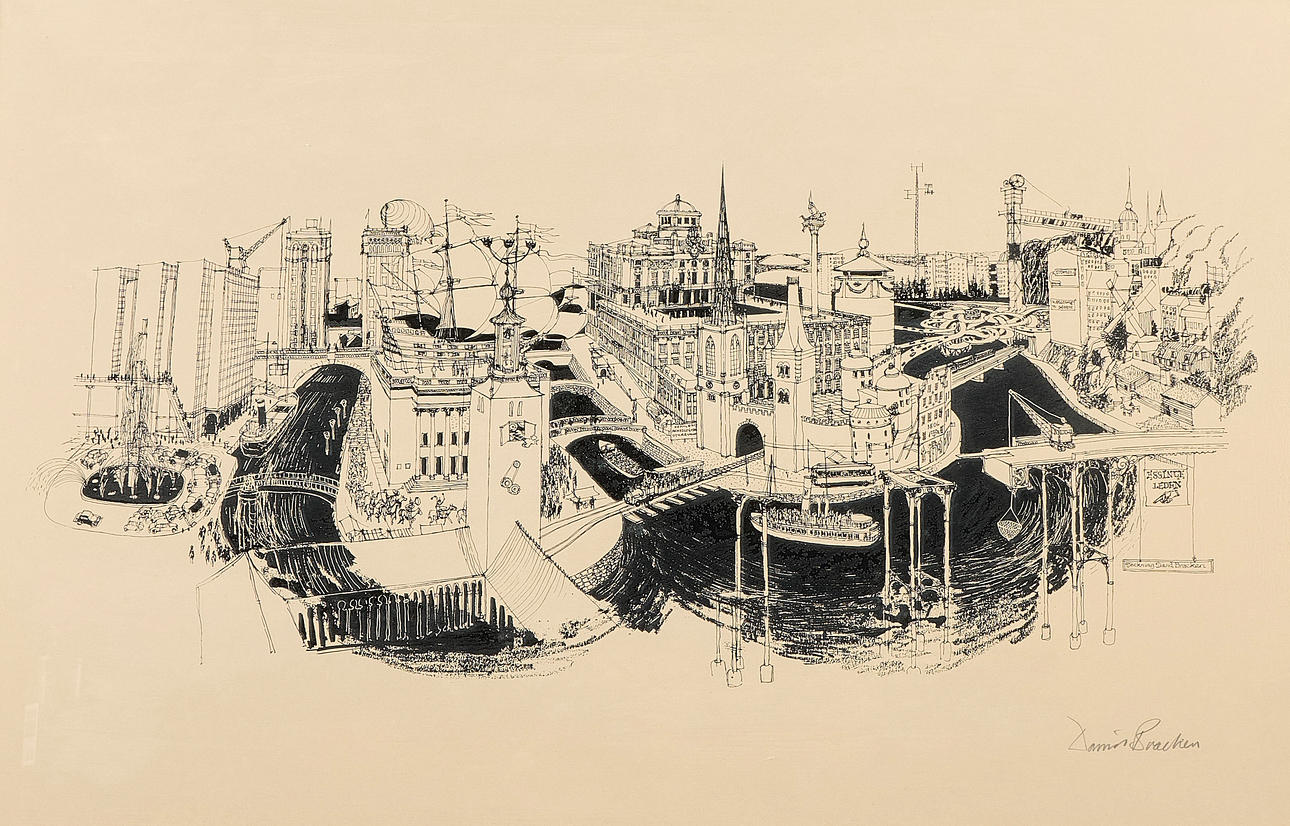 DAVID BRACKEN. Lithograph, signed, Stockholm motif.