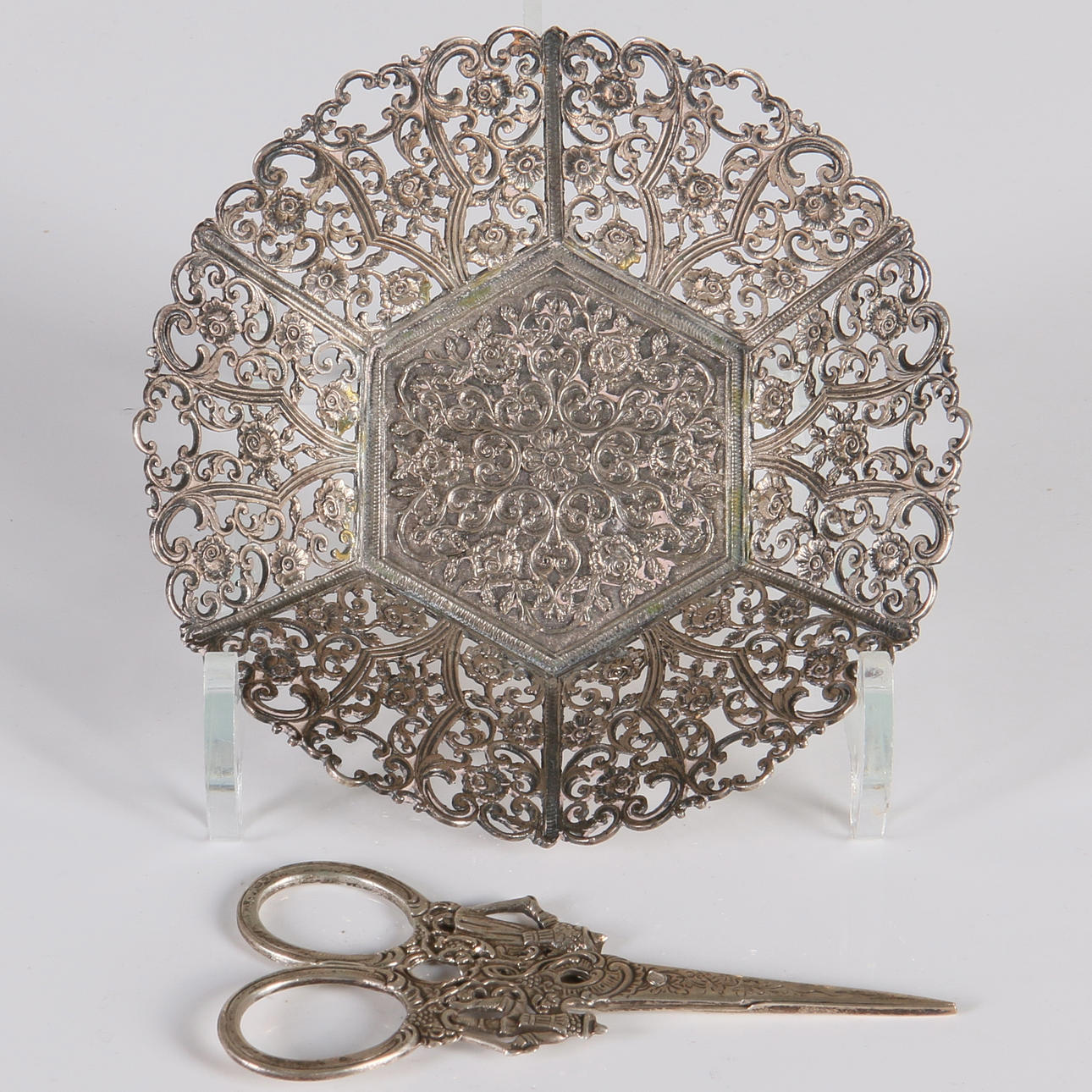 SKÅL, samt vindruvssax, silver, 1900-tal.