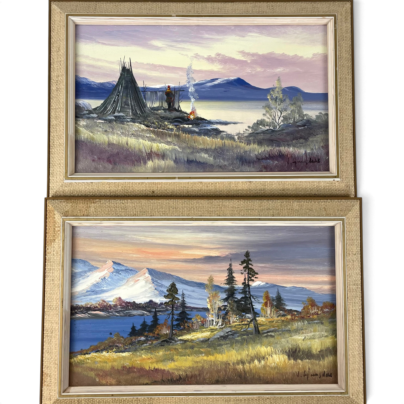 VILHELM LJUNGDAHL. Olja på duk, 2 st, landskapsmotiv, signerade V. Ljungdahl.