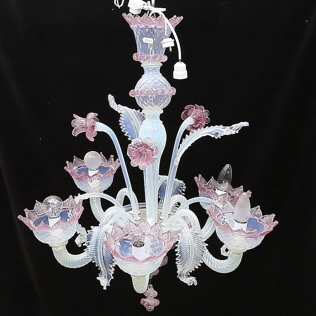 LJUSKRONA, glas, venetiansk stil, 1900-tal.