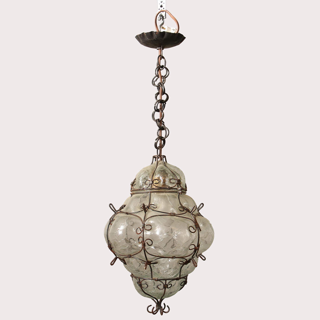 TAKLAMPA, glas/metall, en ljuskälla, 1900- tal.