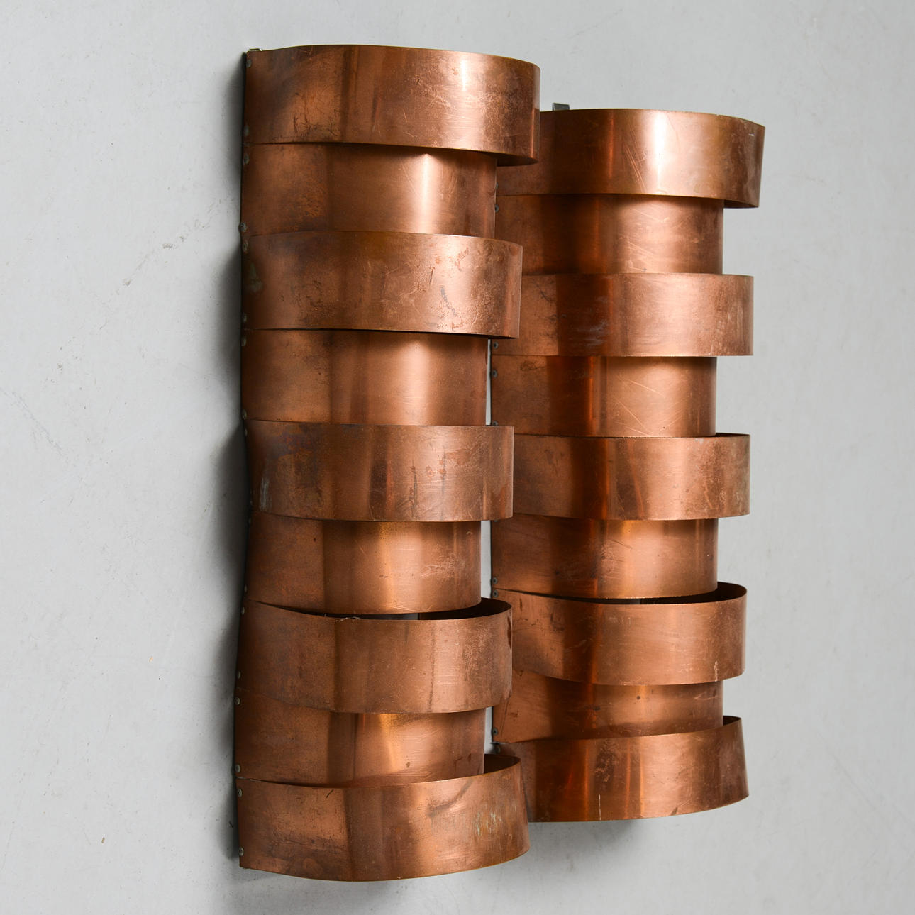 WALL LAMPS, 1 pair, large model, copper.