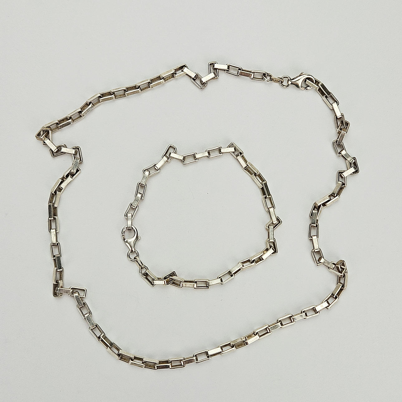 SET, 2 delar, silver, "Boxlänk", GHA.