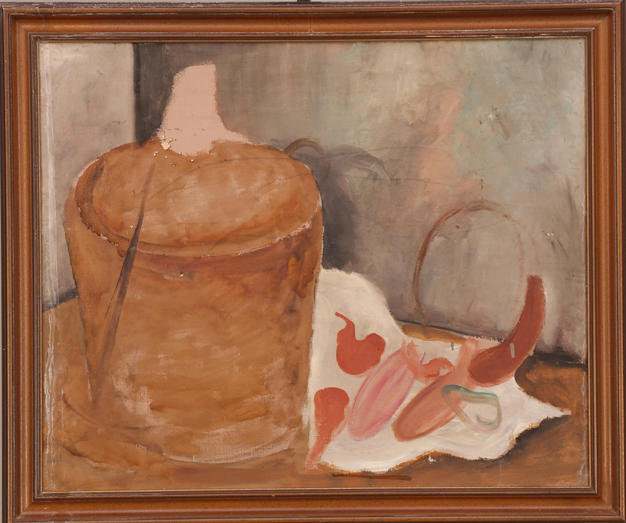 OIDENTIFIERAD KONSTNÄR. TAVLA, olja duk, signerad á-tergo, stilleben.