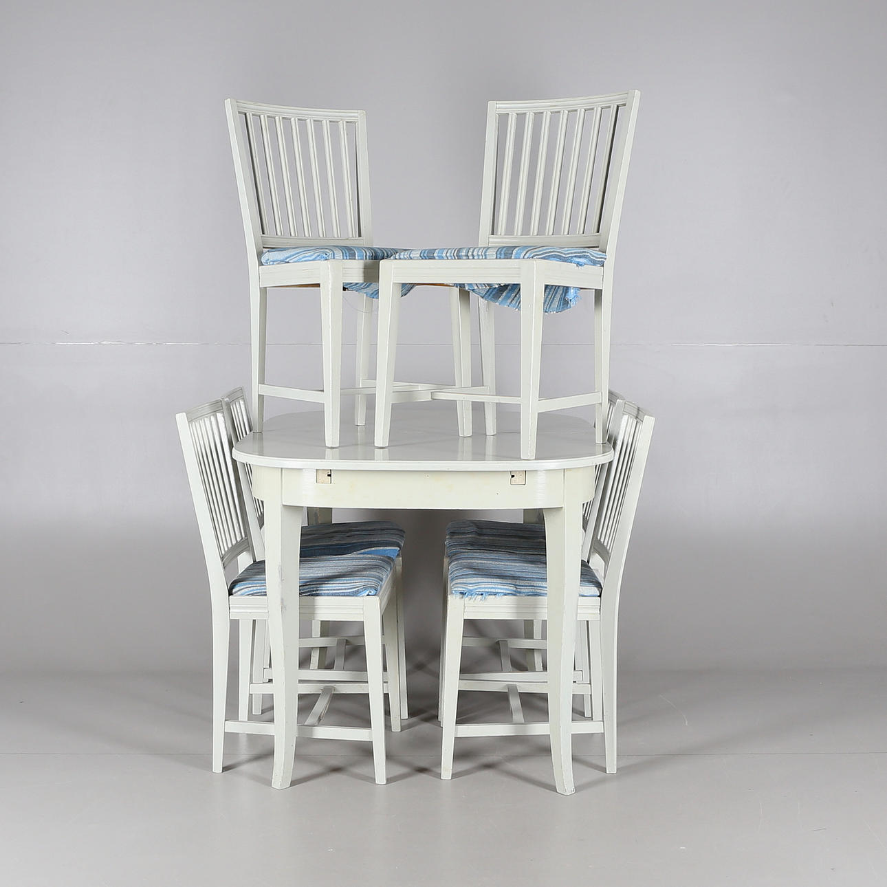 MATSALSMÖBLEMANG, 8 delar, stolar etikettmärkta, Erkers & Co Siljansnäs, 1900-talets senare del.